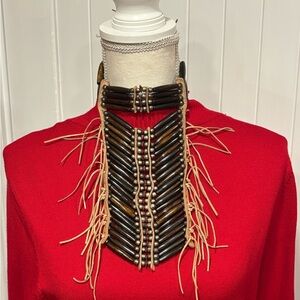Handmade Traditional Brown Buffalo Bone Hairpipe Tribal Breastplate